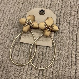Anthropologie Gold Flower Hoop Earrings